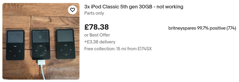 ЗхРоа Classic gen not working [22 Parts only £78.38 britneyspares 99.7% positive (774) or Best Offer +£3.38 delivery Free collection: 15 from E174SX