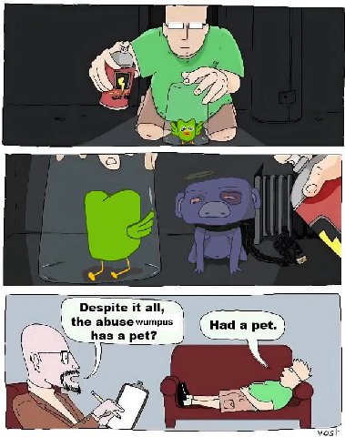 Despite it all, the abuse wumpus has a pet? Had a pet. 29 ost
