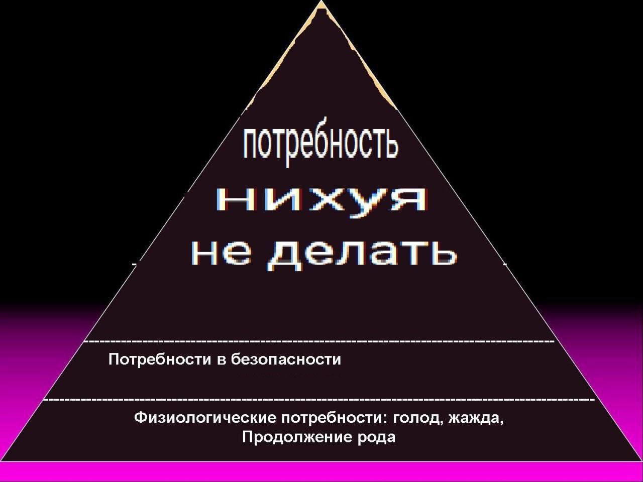 потребность ныхуя не делать Потребности в безопасности Физиологические потребности: голод, жажда Продолжение рода