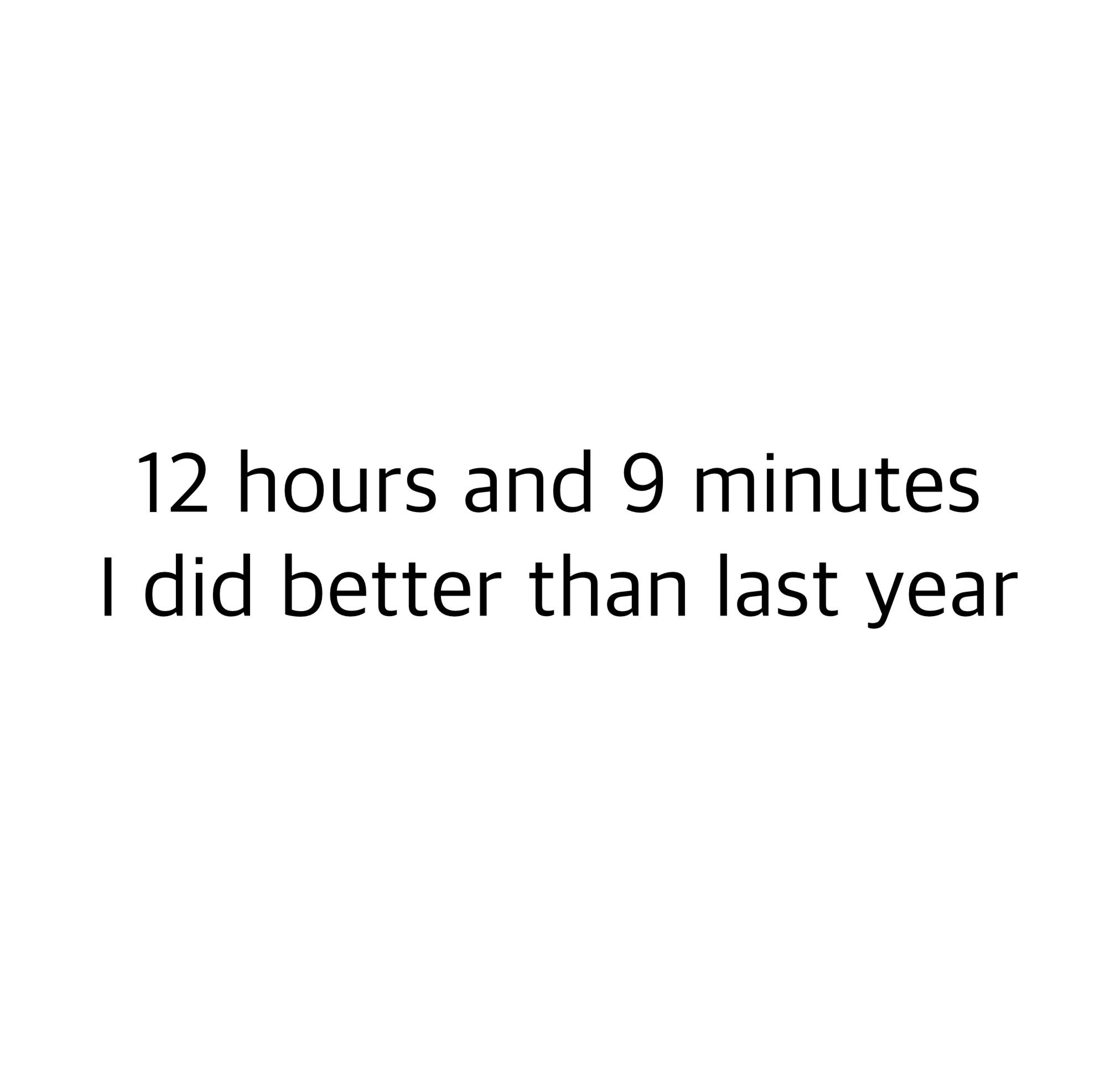 12 hours and 9 minutes did better than last year