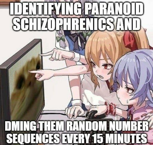 IDENTIFYING PARANOID SCHIZOPHRENICS/AND NUMBER SEQUENCES EVERY 15 MINUTES
