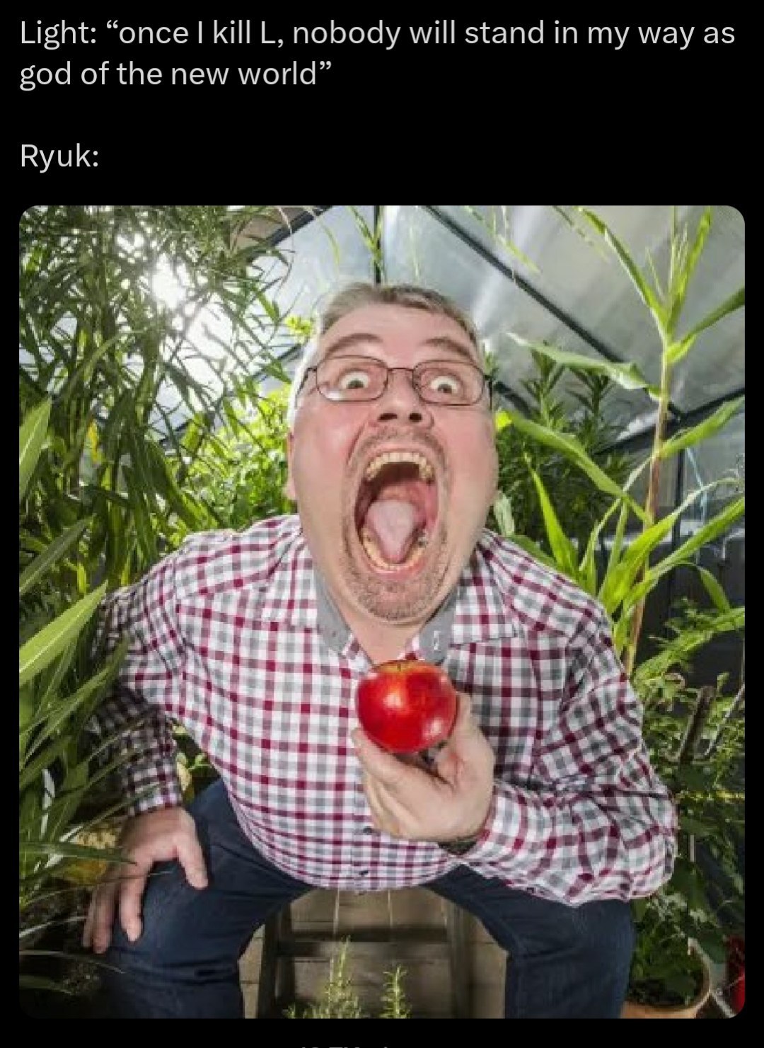 Light: “once kill породу will stand in my way sod of the new world” Ryuk: we “У we a а a