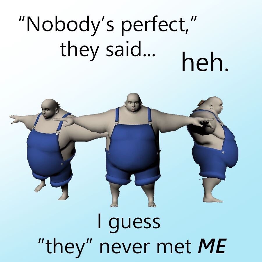 “Nobody's perfect,” they said... guess “they” never met ME