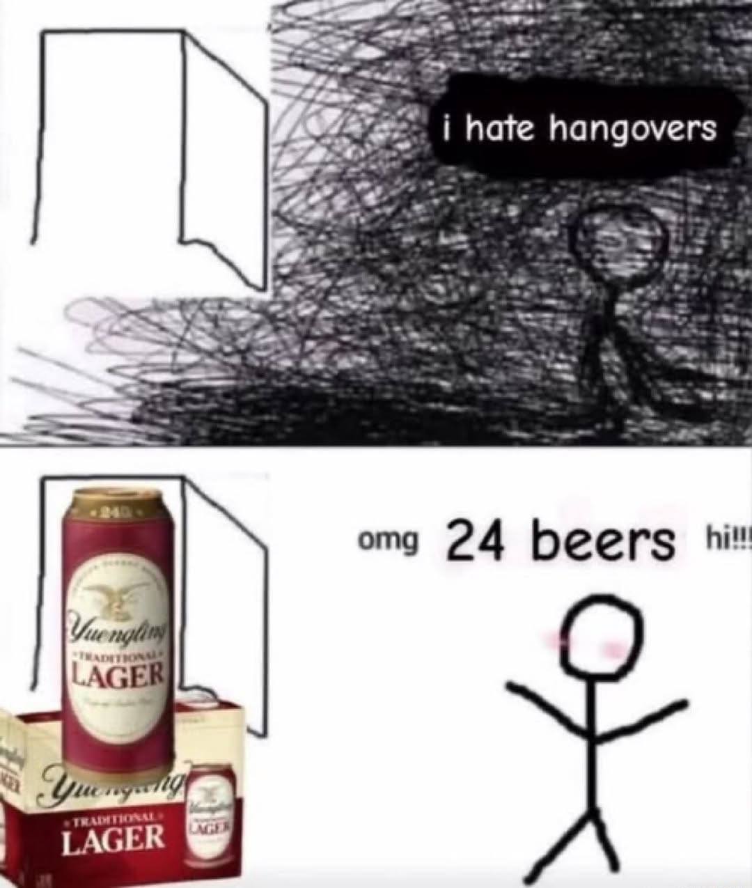 i hate hangovers a omg 24 beers LAGER