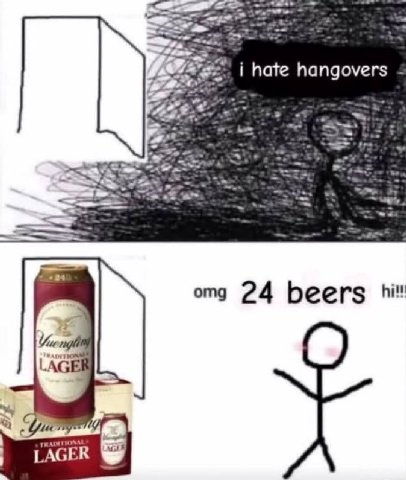 i hate hangovers a omg 24 beers LAGER