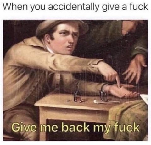 When you accidentally give a fuck Give me back my fuck