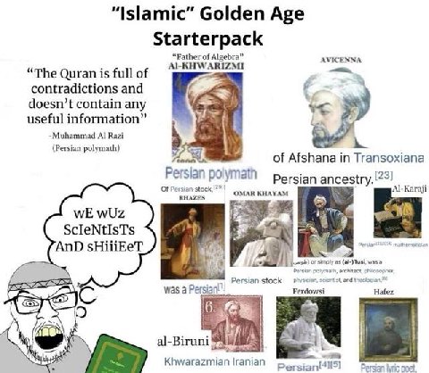 “Islamic” Golden Age Starterpack “Father of Algebra” AVICENNA “The Quran is full of a contradictions and doesn’t contain any useful information Gem Muhammad Razi (Persian polymath) of Afshana Transoxi