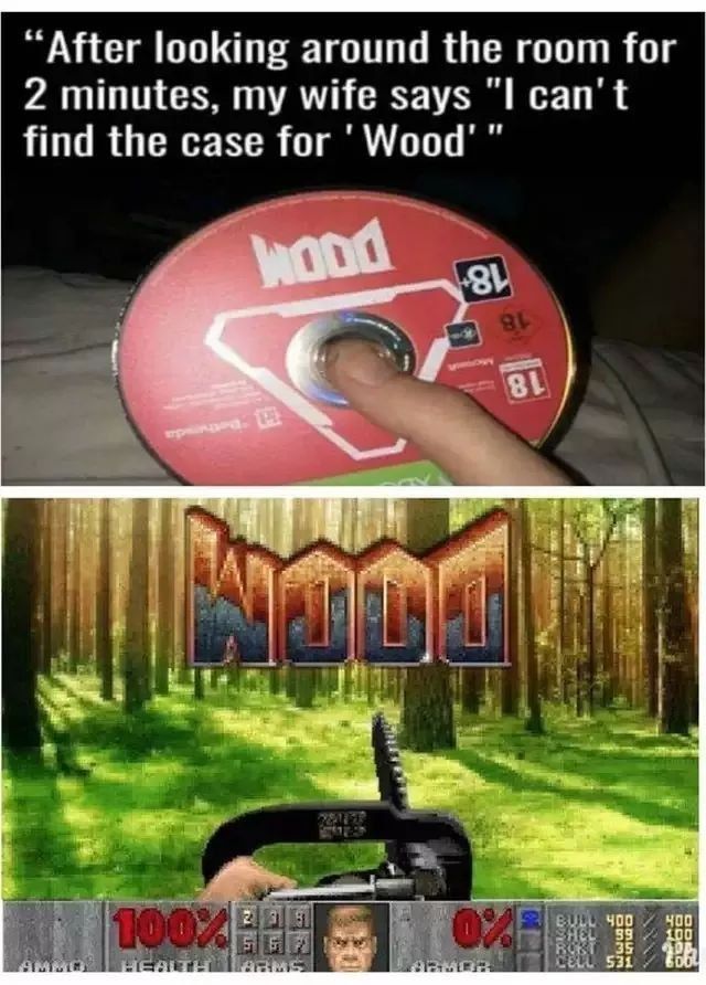 “After looking around the room for 2 minutes, my wife says find the case for Wood 3\ НА i 400 460 35 100 531