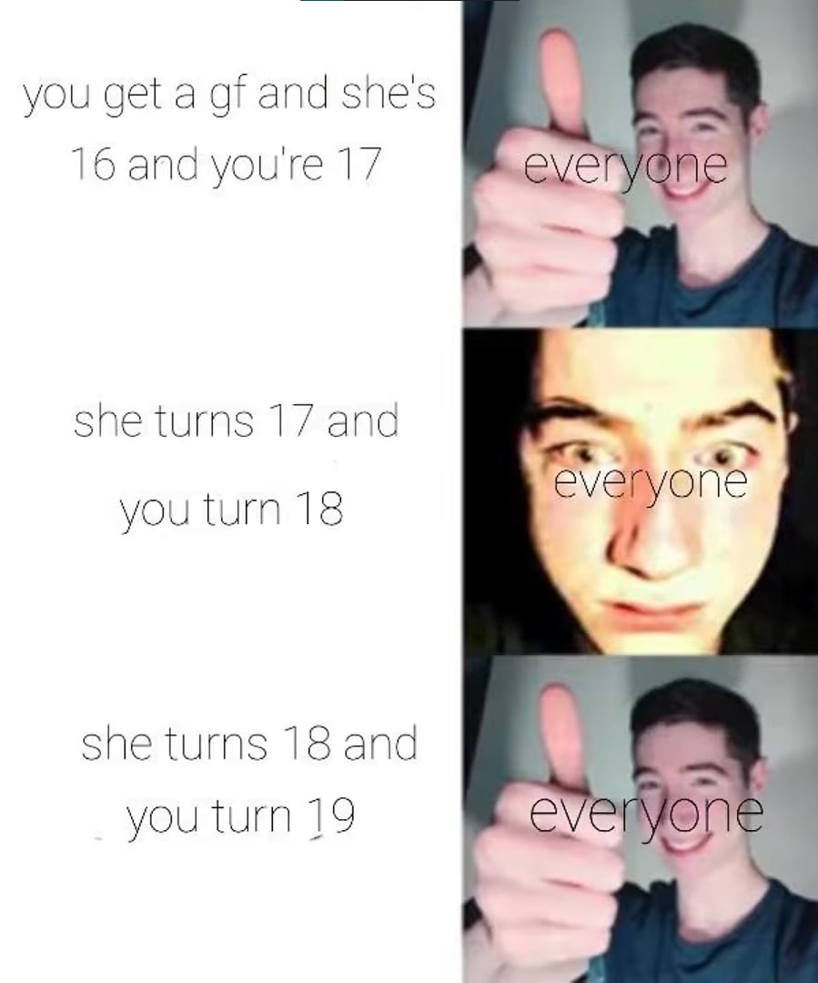you get a and she's 16 and youre 1/ she turns 17 and everyone you turn 18 she turns 18 and you turn 19