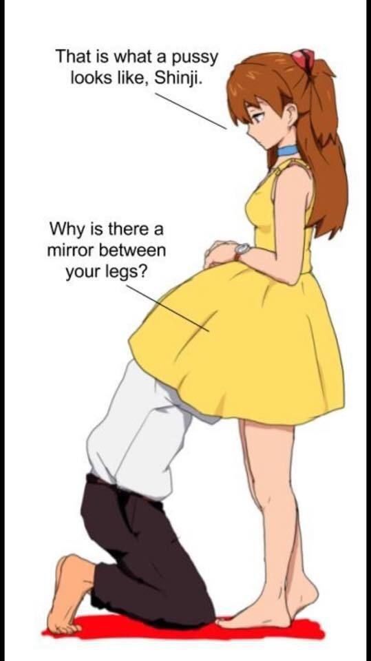 That is what a pussy looks like, Shinji. Why is there a mirror between your legs?