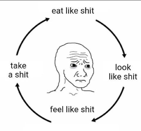 eat like shit take look a shit like shit feel like shit