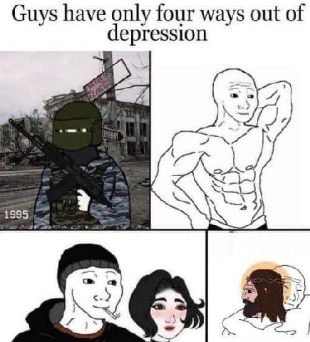 Guys have only four ways out of epression