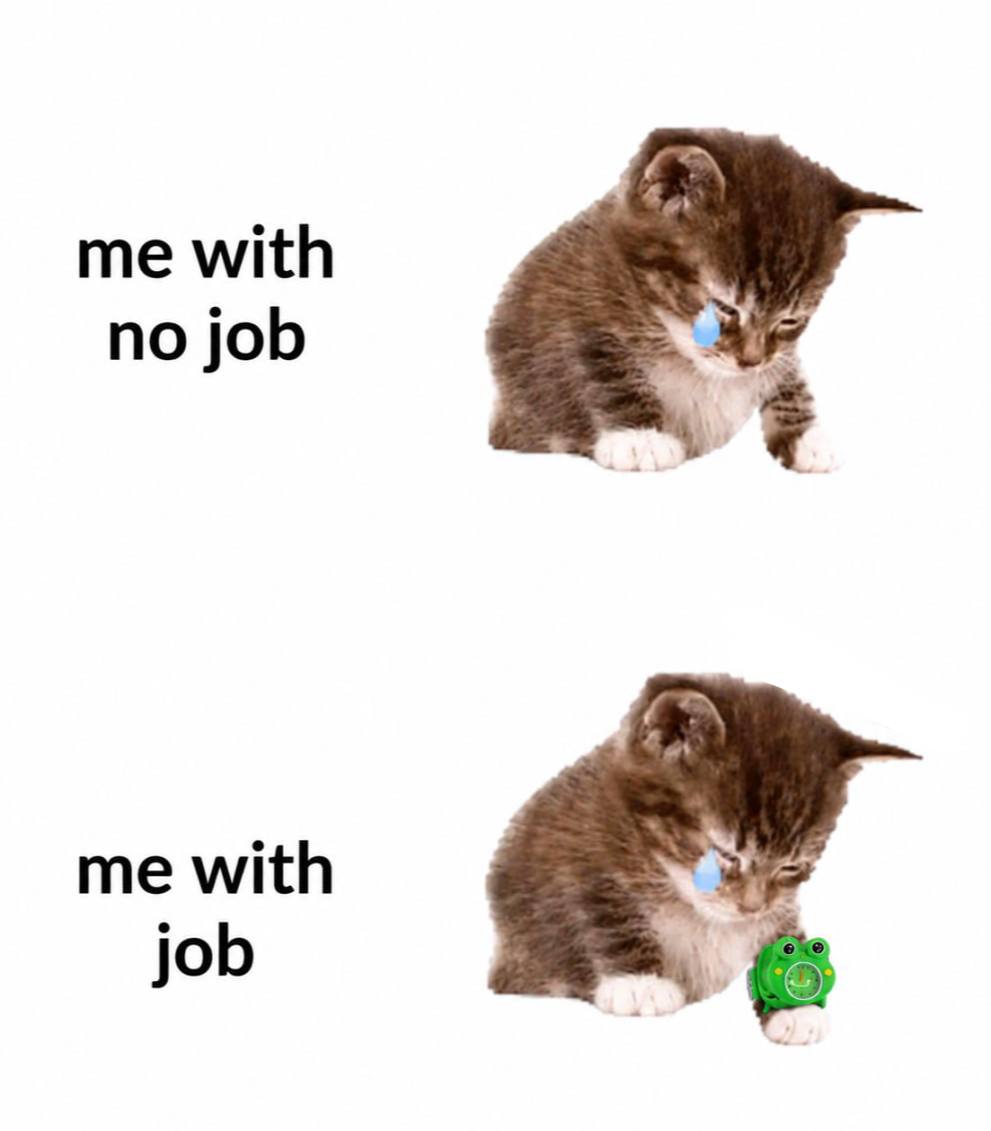 me with no job me with job