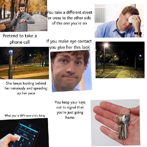 Walking behind a lone girl at night starter pack