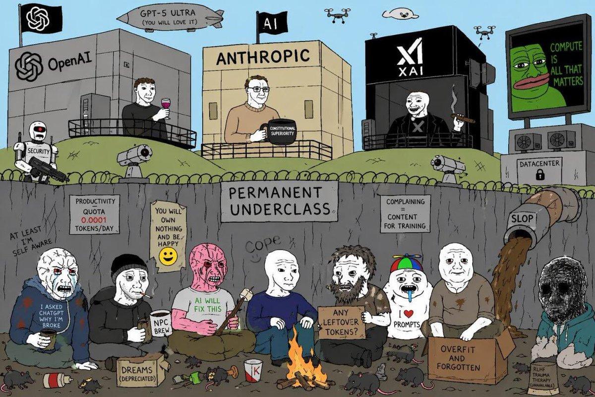 GPT-S ULTRA ANTHROPIC Oven (2 a PRODUCTIVITY COMPLAINING quota. You UNDERCLASS,; 0.0001 OWN CONTENT у SLOP TOKENS/DAY NOTHING FOR TRAINING HAPPY 9 we i WHY BROKE 4