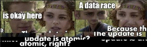 A data race-- 1$ окау here Be use Ine update atomic, right update a