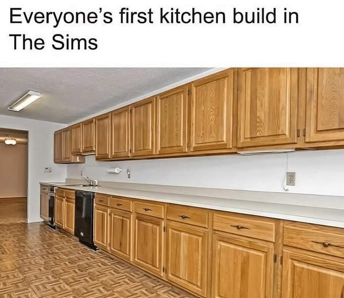 first kitchen build in The Sims