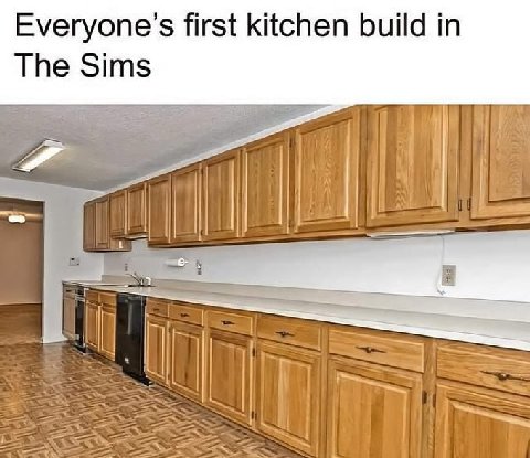 first kitchen build in The Sims