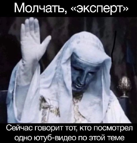 Молчать, «эксперт» Сейчас говорит тот, кто посмотрел одно ютуб-видео по этой теме