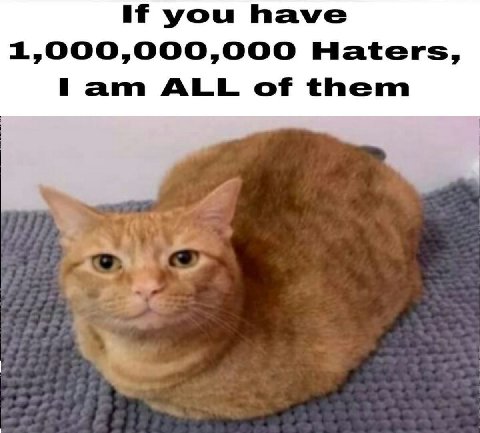 if you have 1,000,000,000 Haters, ALL of them