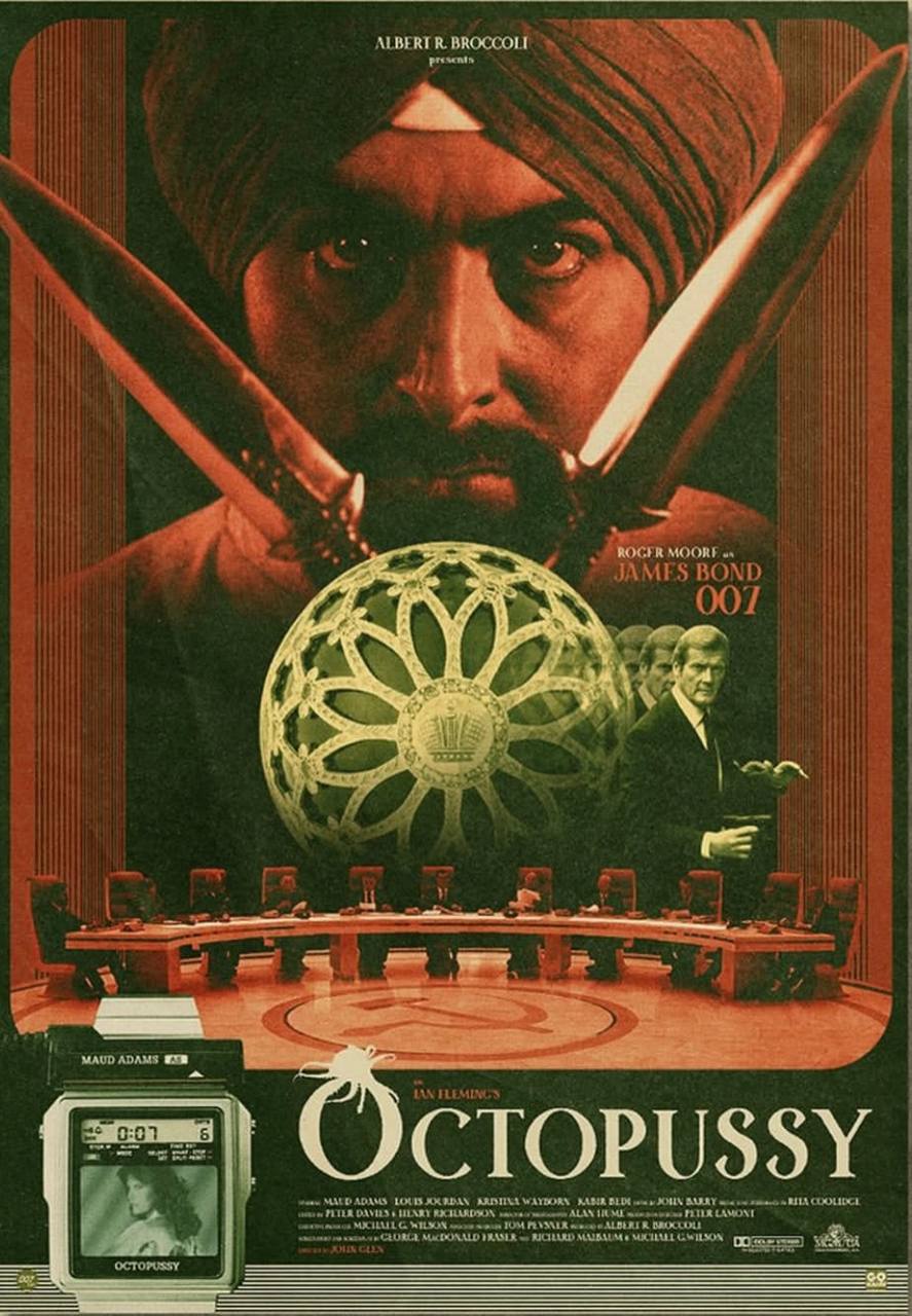 ALBERT BROCCOLI presents a С MOORF an JAMES BOND 007 A 4 at 4 a MAUD ADAMS CTOPUSS RITA ARISIINA WAYDORN PLILA 6 ALAN С ТОМ АЦИ К BROCUDU RICILURD в OCTOPUSSY