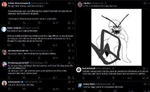 I made an intentionally hyperbolic joke poking at all of the Linux posts on social media, some people were not happy about it

Here is what I've learned:
- I'm stuck in the clutches of Windows
- Linux