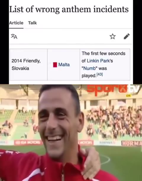 List of wrong anthem incidents The first few seconds 2014 Friendly, Мана of Linkin Park's