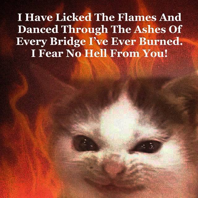I Have Licked The Flames And Danced Through The Ashes Of Every Bridge Гуе Ever Burned, I Fear No Hell From You!