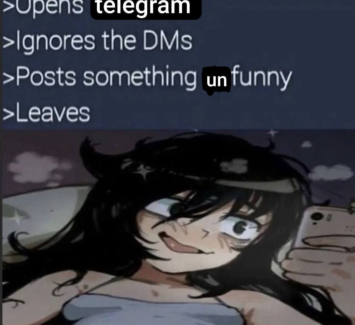 >Ignores the DMs >Posts something unfunny >Leaves