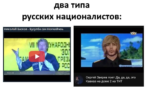 два типа русских националистов: Николай Басков Бусулба сан Нохчийчоь ТЯт 200] Сергей Зверев поет Да, да, да, это Кавказ на доме 2 на ТНТ
