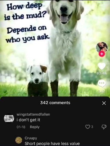 Я Ном деер the who you 342 comments wingstatteredfallen mms i don't get it 01-18 Reply Cruupy Short people have less value