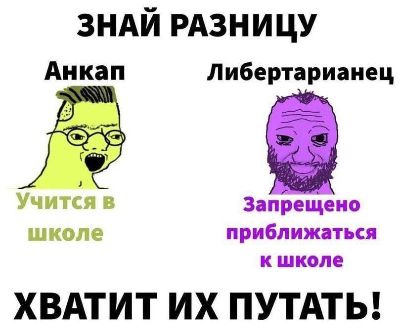 ЗНАЙ РАЗНИЦУ Анкап Либертарианец Запрещено приближаться ХВАТИТ ПУТАТЬ!