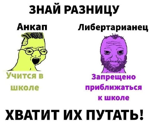 ЗНАЙ РАЗНИЦУ Анкап Либертарианец Запрещено приближаться ХВАТИТ ПУТАТЬ!