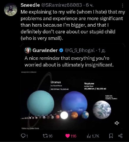 Sneedle Me explaining to my wife (whom hate) that my problems and experience are more significant than hers because bigger, and that definitely don’t care about our stupid child (who is very small). G