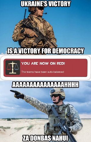 UKRAINE'S VICTORY a ‘В a РОВ DEMOCRACY; YOU ARE NOW ON RED! The teams have been auto-balanced 4 а 3 a 2% 4 a 4 NAHUI.