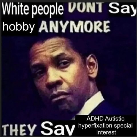 White people Say hobby ADHD Autistic Sav hyperfixation special interest