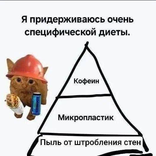 Я придерживаюсь очень специфической диеты. Кофеин Пыль от штробления стен