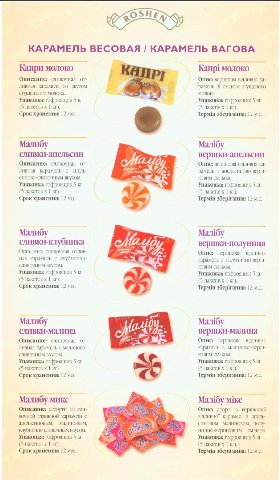 КАРАМЕЛЬ ВЕСОВАЯ КАРАМЕЛЬ ВАГОВА Капри молоко Капр! молоко Описание: сливочная or- Опис: вершкова ливная карамель вкусом рамель смаком згущеного сгущенного молока. молока. Упаковка: гофроящик 5 Упаков
