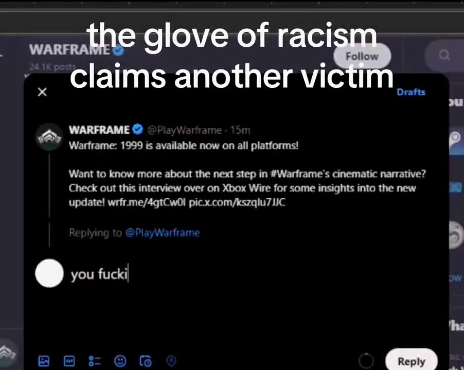 the glove of racism claims another victim & Warframe: 1999 is available now on all platforms! р Want to know more about the next step т #Warframe's cinematic narrative? Check out this interview over o