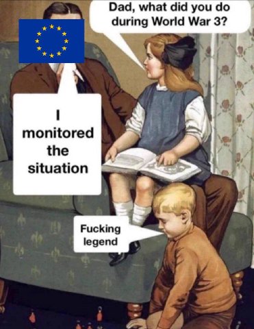 Dad, what did you during World War 3? monitored 4 the situation 4} Fucking legend