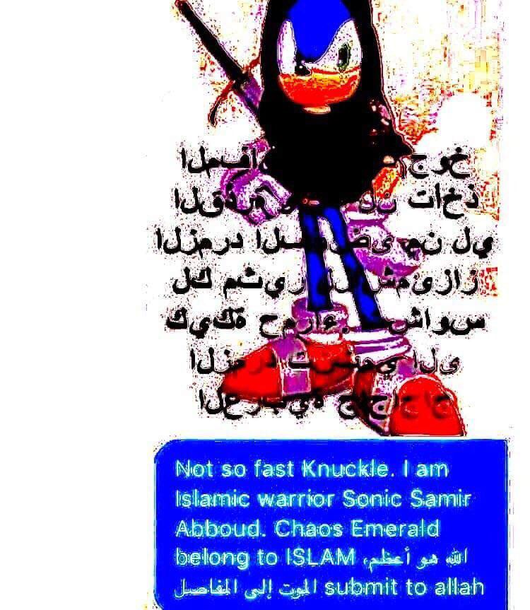 aS a у Not so fast Knuckle. Islamic warrior Sonic Samir Abboud. Chaos belong to ISLAM to allah