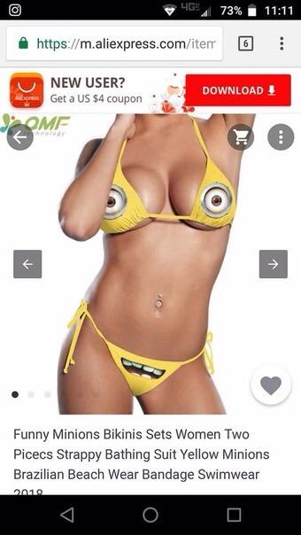 https://m.aliexpress.com/iter [6] $4 соироп Funny Minions Bikinis Sets Women Two Picecs Strappy Bathing Suit Yellow Minions Brazilian Beach Wear Bandage Swimwear