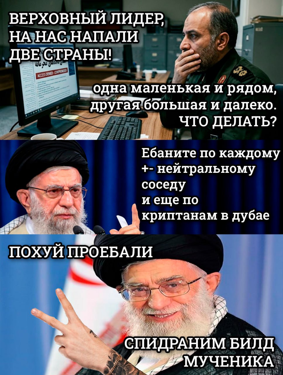 ВЕРХОВНЫЙ ЛИДЕР НА НАС НАПАЛИ ДВЕ СТРАНЫ! маленькая и рядом, другая’большая и далеко. ЧТО ДЕЛАТЬ? Ебаните по каждому нейтральному соседу у иеще по в дубае 4 ПОХУИ ПРОЕБАЛИ 4 СПИДРАНИМ БИЛД МУЧЕНИКА