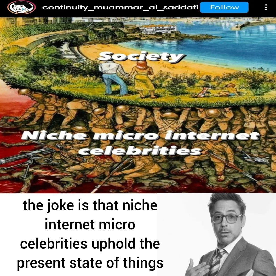 continuity_muammar_al_saddafi Follow Niche micro internet the joke is that niche internet micro celebrities uphold the present state of things