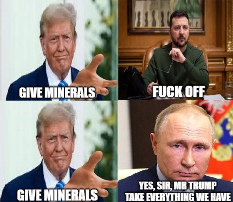 GIVE a 4 GIVE MINERALS TAKE EVERYTHING WE HAVE YES, SIR, TRUMP