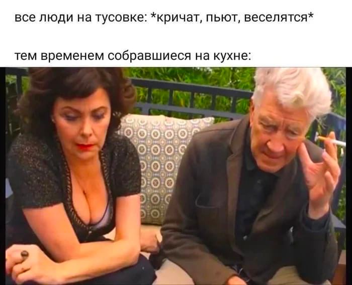 все люди на тусовке: *кричат, ПЬЮТ, веселятся* тем временем собравшиеся на кухне: