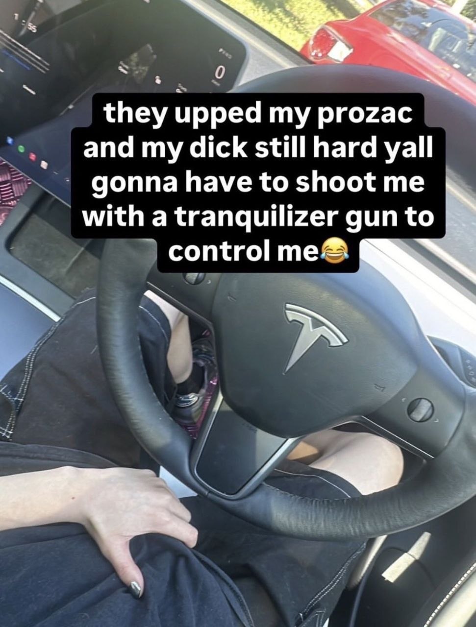 they upped my prozac and dick still hard yall i> gonna have to shoot with а tranquilizer дип 3 control