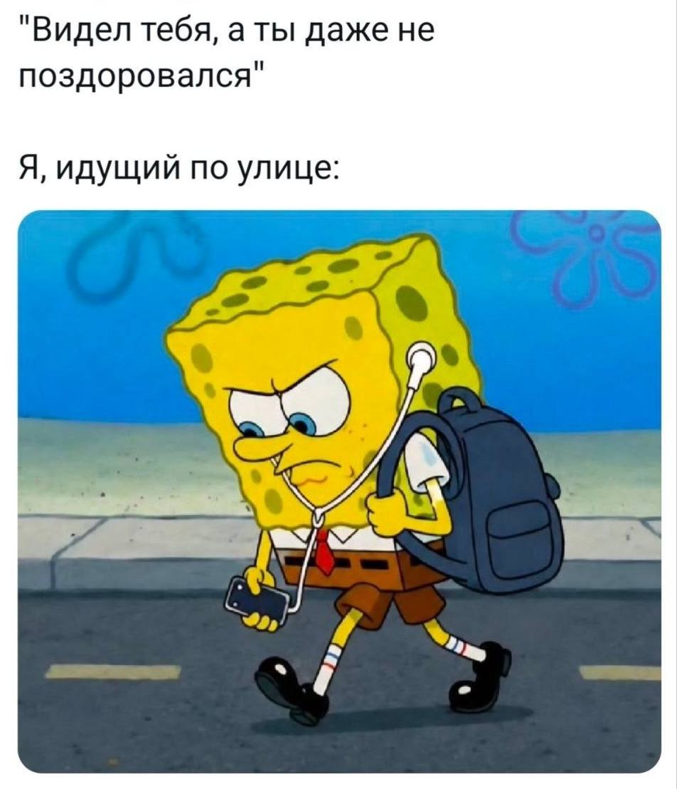 "Видел тебя, а ты даже не поздоровался" Я, идущий по улице: 7