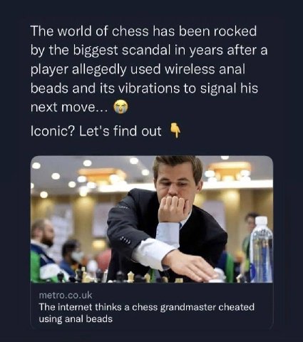 The world of chess has been rocked the biggest scandal in years after a player allegedly used wireless anal beads and its vibrations to signal his next move... Iconic? Let's find out metro.co.uk The i