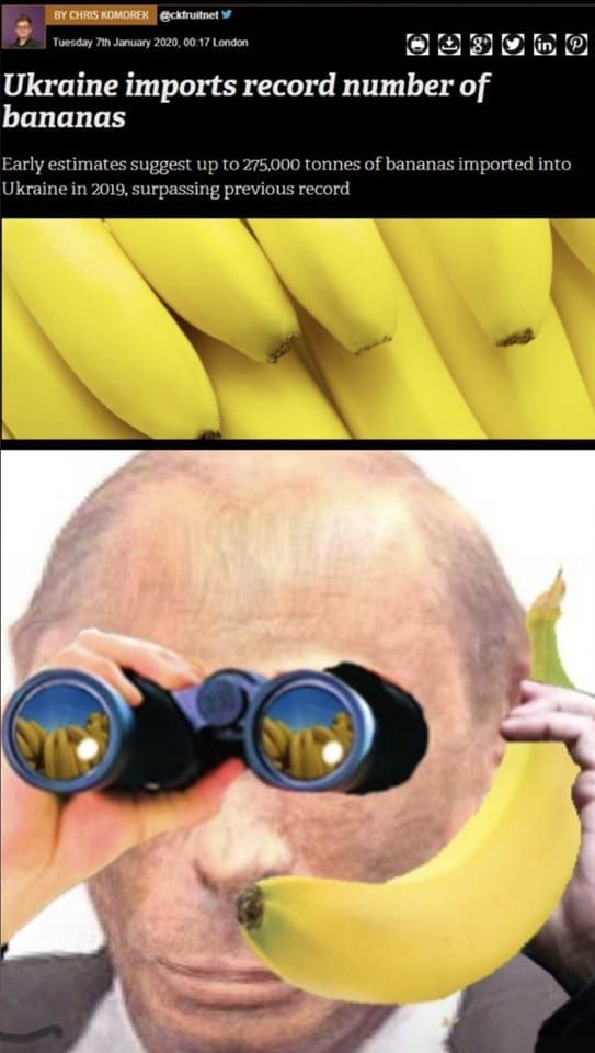 Tuesday January 2020, 00:17 London 3) {in} Ukraine imports record number of bananas Early estimates suggest up to 275,000 tonnes of bananas imported into Ukraine in 2019, surpassing previous record Ya